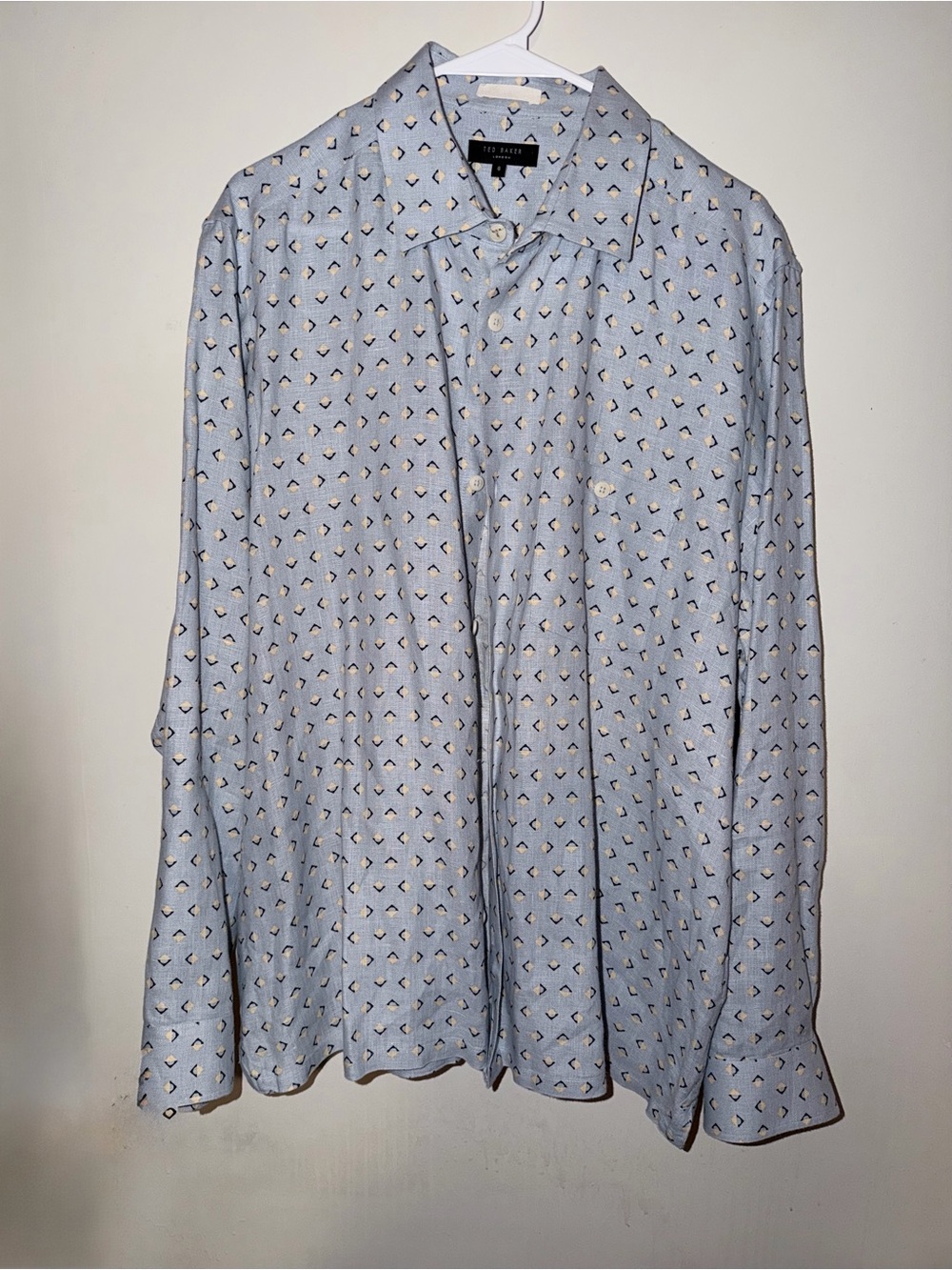 Ted Baker Pale Blue Geometric Print Dress Shirt